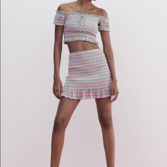 Zara printed ruched two piece set - Picture 2 of 3